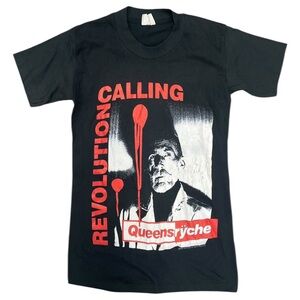 Vintage Made in USA Handtex 1988 Queensrÿche Black Graphic Shirt Men Sz S